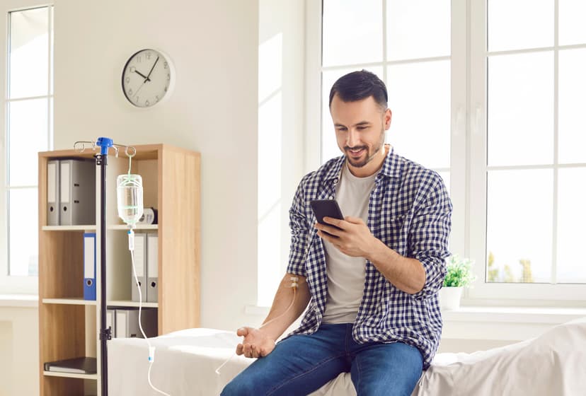 Man getting at-home mobile IV therapy from his home in Coconut Creek, Florida.