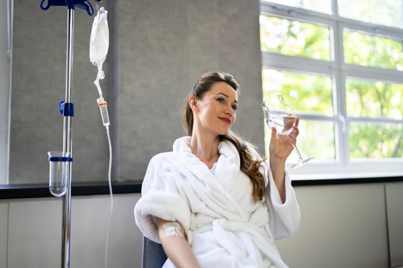 Woman getting mobile IV therapy in Margate, FL.
